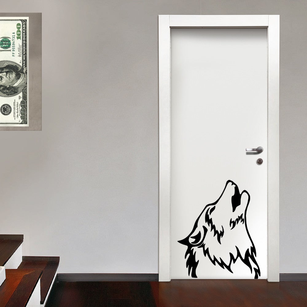 LOUP - Sticker Mural Sticker Mural En Vinyle 55x65 Cm - Couleur NOIR ...