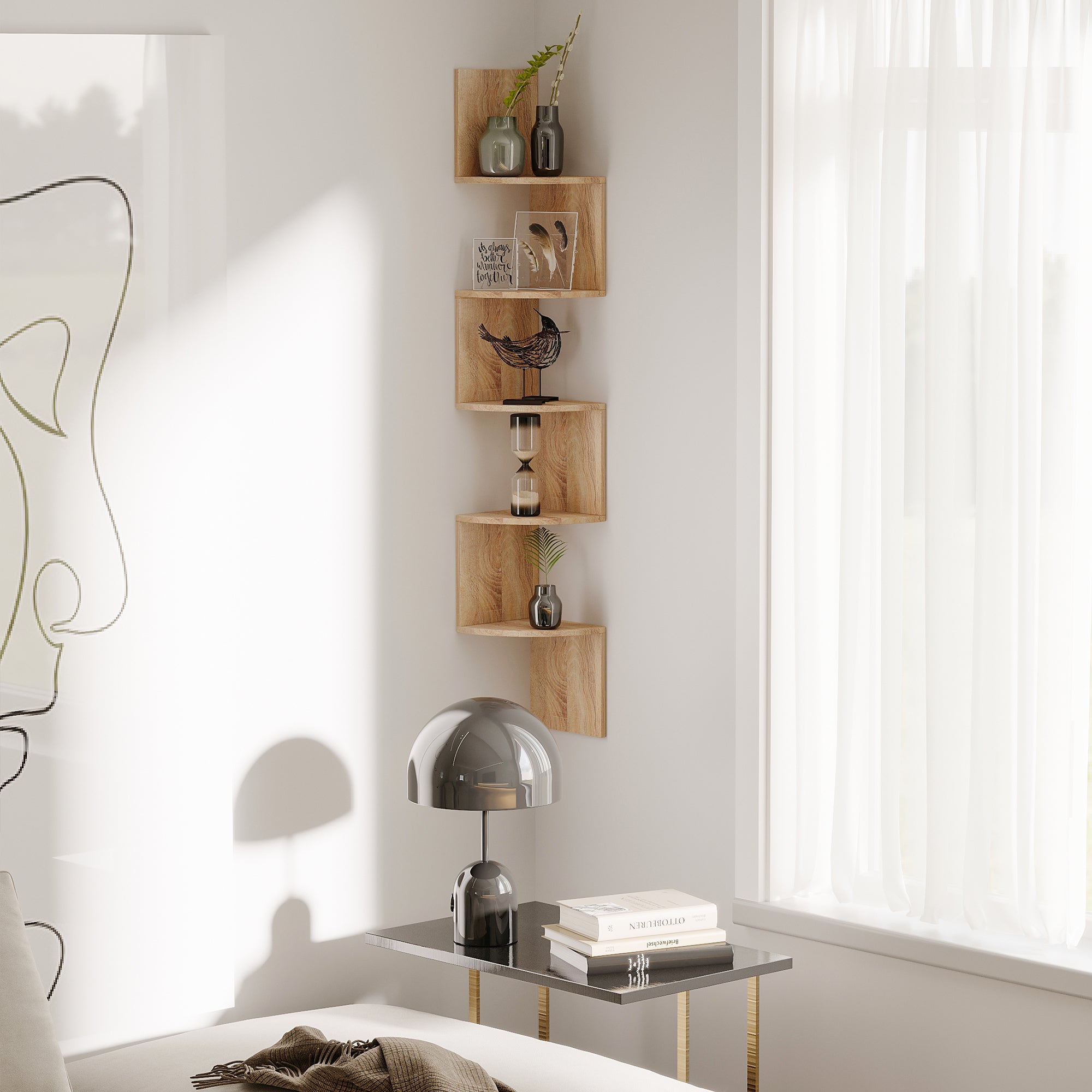 étagère d'angle Bois HOMCOM - 2