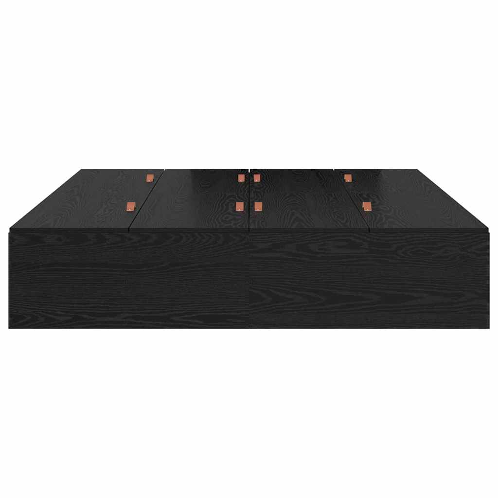 Cadre de lit avec rangement et porte chêne noir 140 x 200 cm - 6