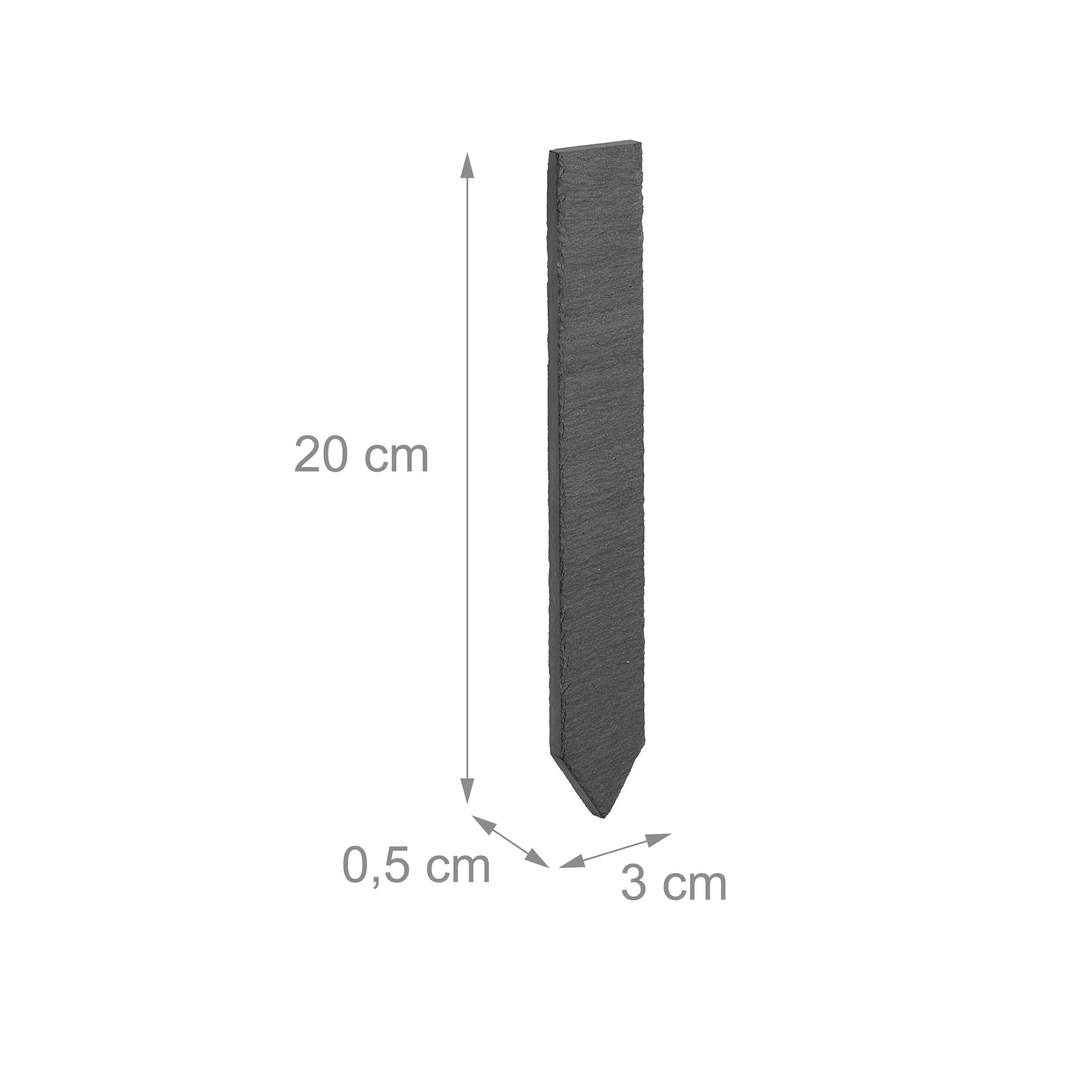 Étiquettes pour plantes en ardoise, lot de 10, inscriptibles pour jardin et potager, 20 x 3 x 0,5 cm, anthracite, Relaxdays - 4