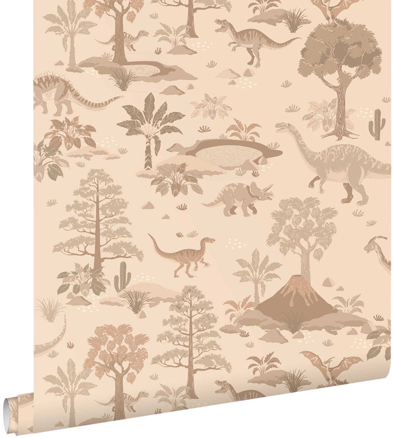 Tapeta dinozaury beżowym - 50 x 900 cm - ESTAHOME