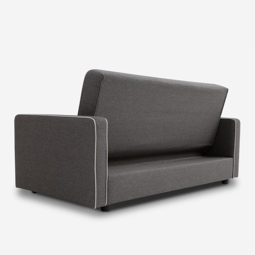 Divano letto 2 posti classico matrimoniale in tessuto con contenitore Zalto - Grigio Scuro - 6