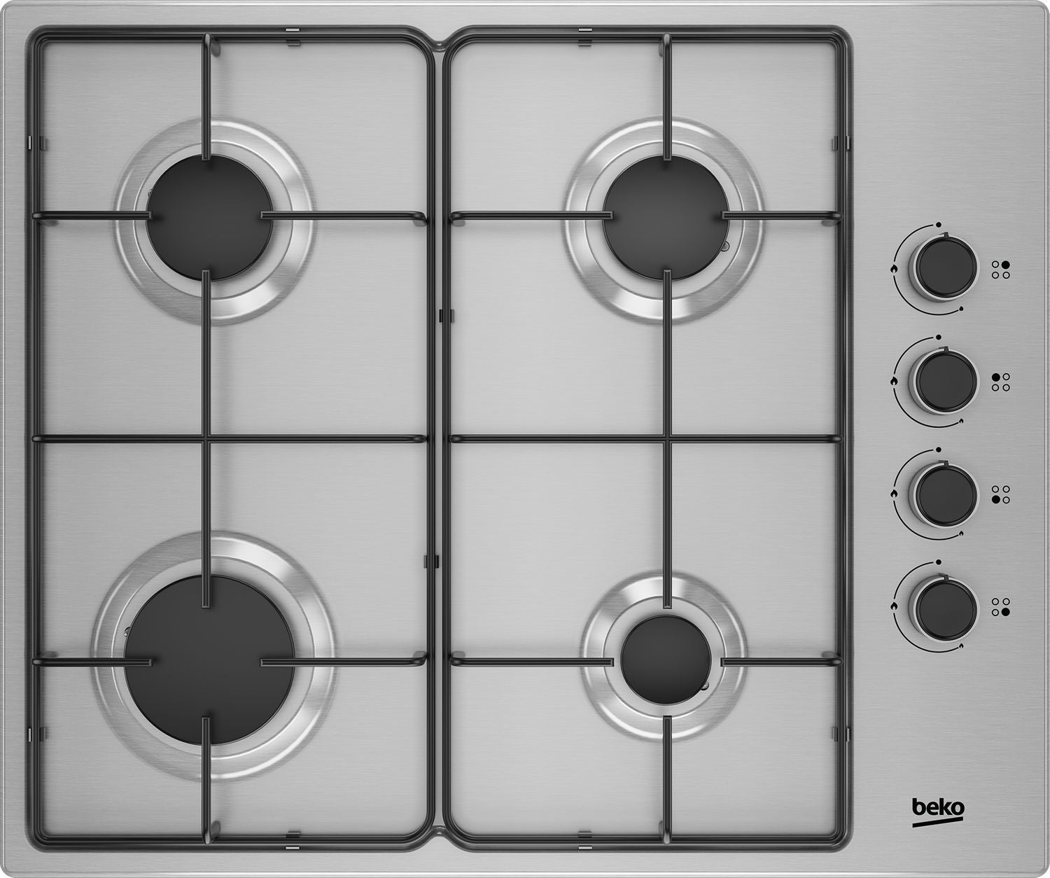 Beko Placa De Gas 60Cm 4 Fuegos De Acero Inoxidable., Higg64123sx Acero Inoxidable, Leroy Merlin