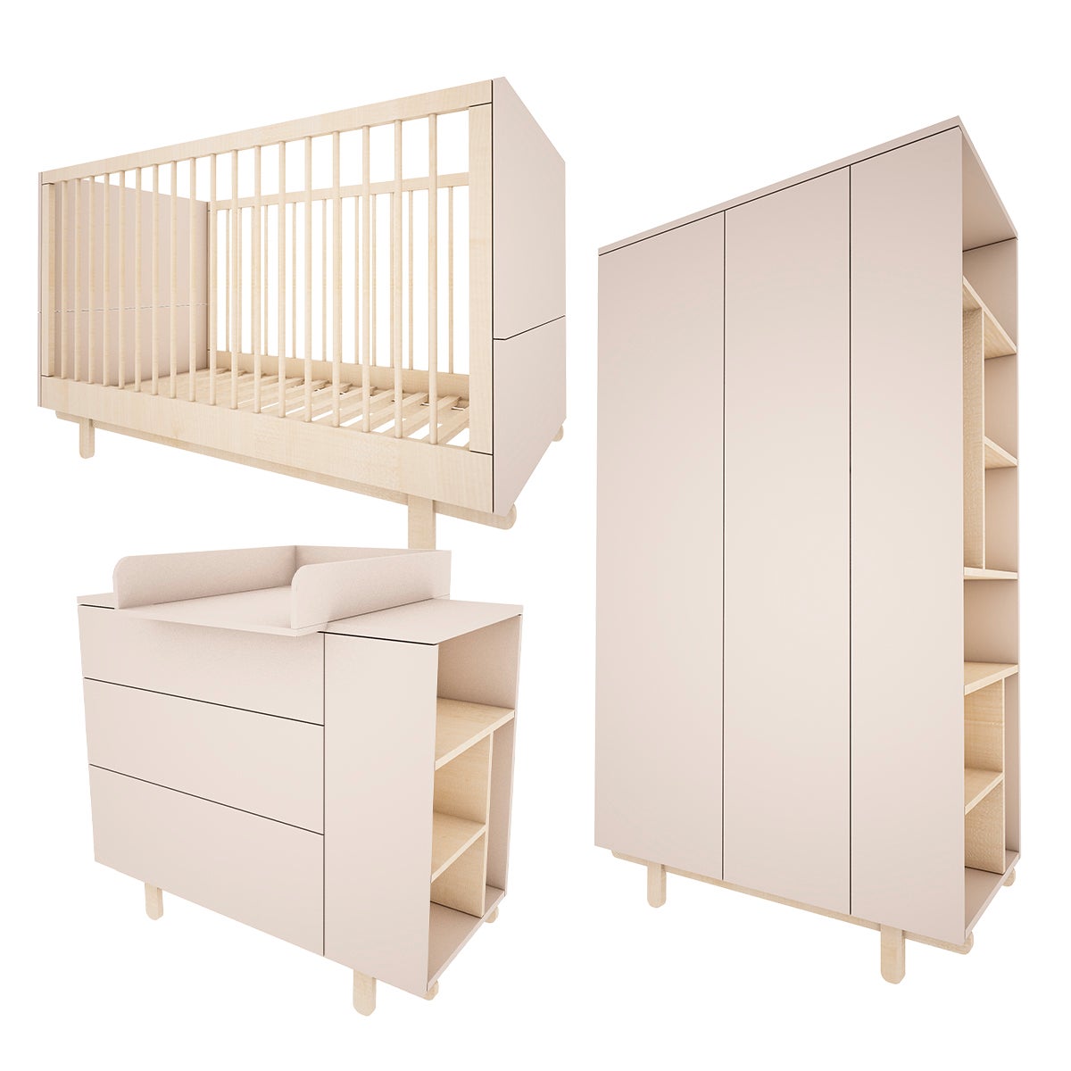 Chambre complète lit évolutif 70x140 commode à langer et armoire 2 ...