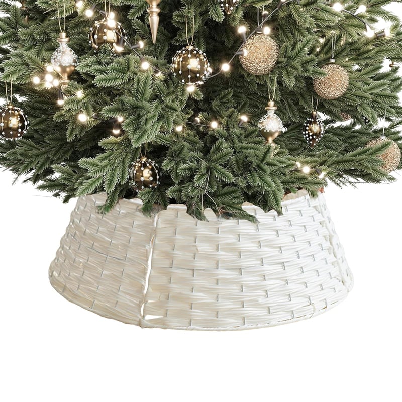 Ozdoba choinkowa, pierścień choinkowy, podstawa choinkowa, spódnica choinkowa, do wnętrz, ozdoby świąteczne (biała, 65 cm)