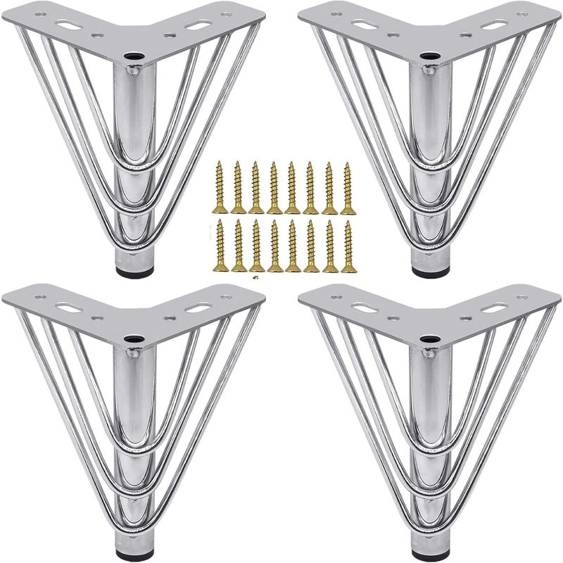 srebrne metalowe nogi meblowe, 15 cm nogi stolika kawowego, nowoczesne i stylowe wymienne nogi do sofy, stojaka pod telewizor, Me