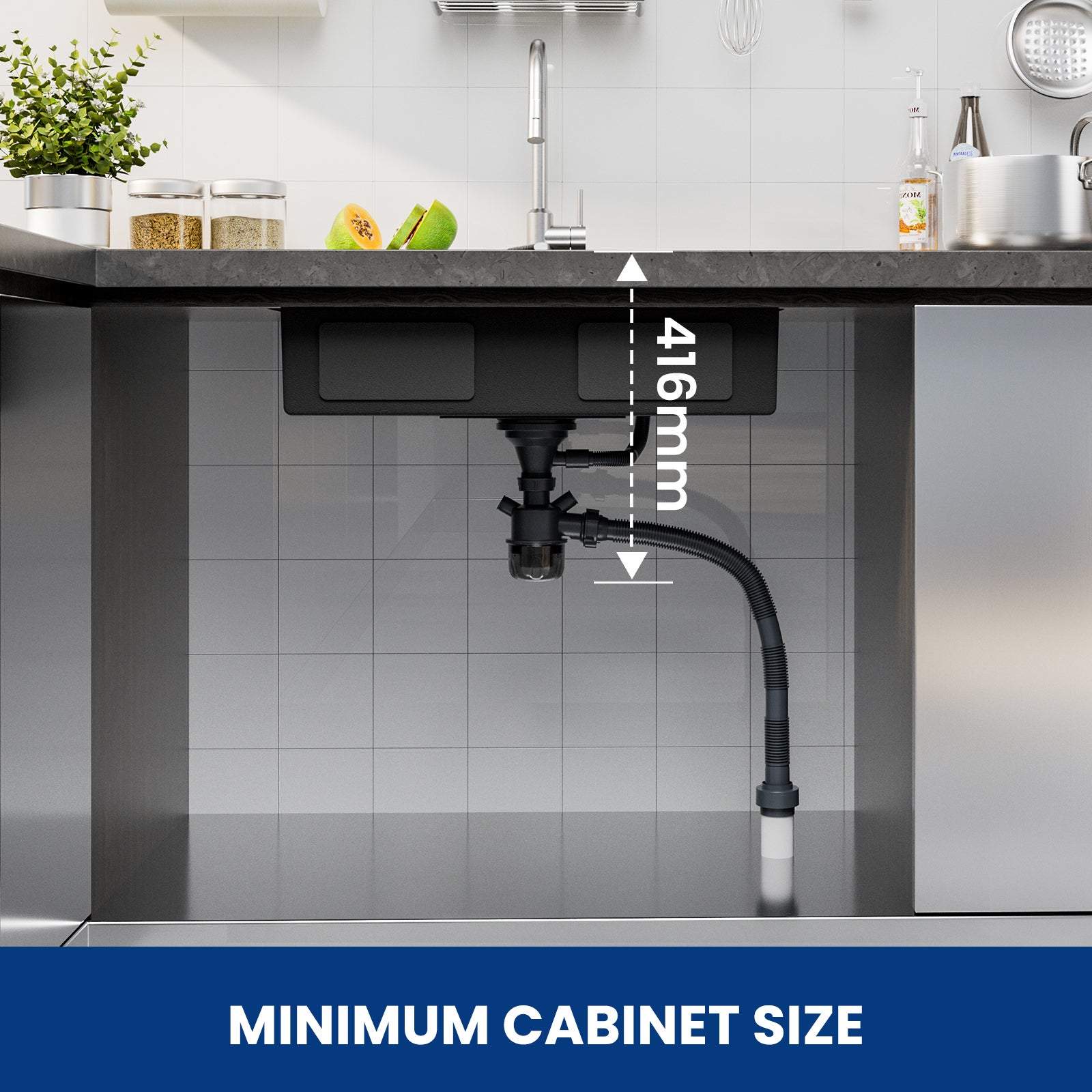 Cecipa max Évier Cuisine 1 Bac 70×44×21CM Évier à Encastrer Inox Brossé avec Egouttoir et Vasque,EU Modèle - 8