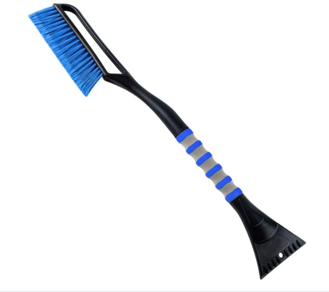 2 w 1 szczotka do czyszczenia samochodu, skrobaczka do lodu, wyjmowana skrobaczka do lodu, szczotka do liści i pyłków (ABS, szczotka PVC, 68 cm) - ni