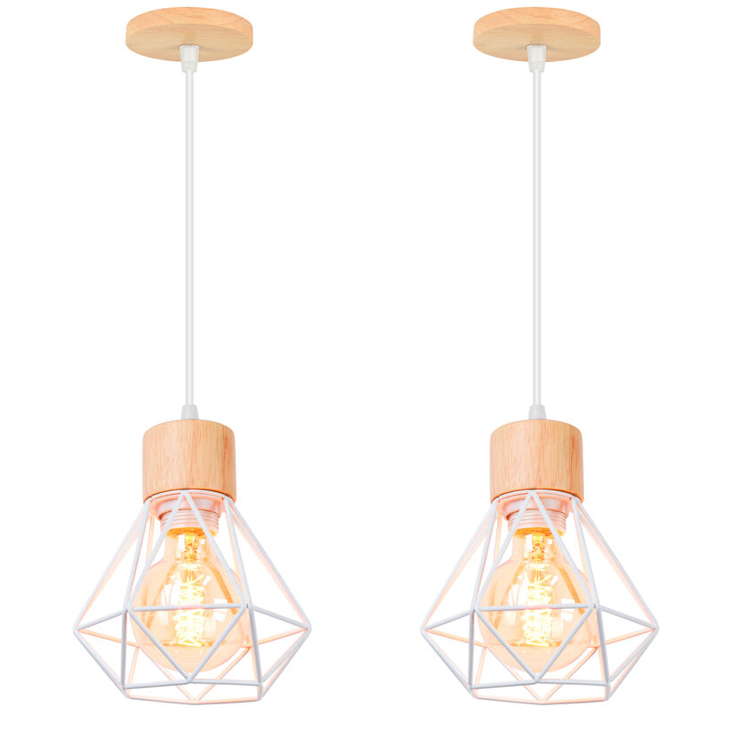 Zestaw industrialnych żyrandoli lamp sufitowych z metalową klatką lamp wiszących w stylu vintage lamp wiszących z żarówką regulowana długość przewodu