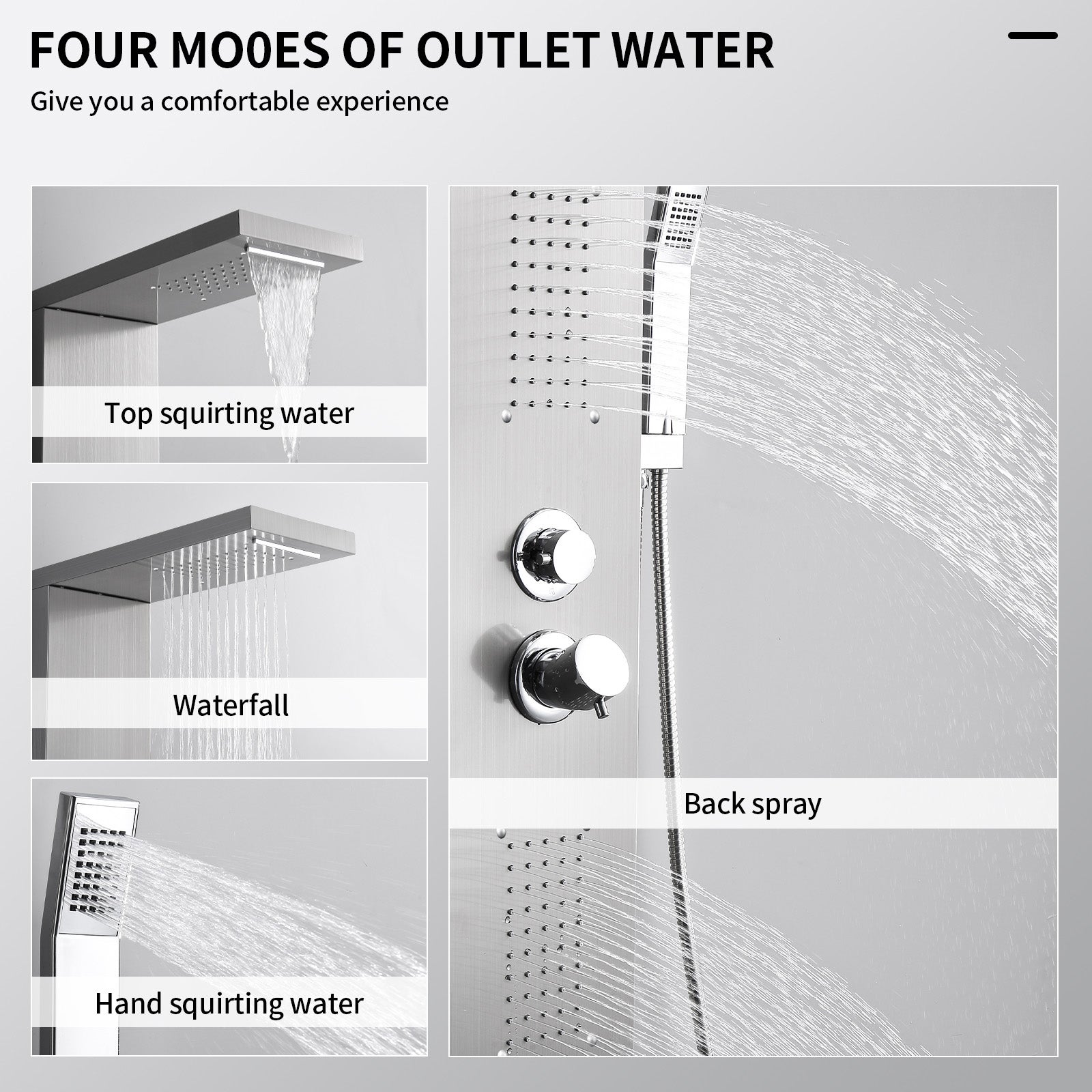 Homelody Colonna Doccia Idromassaggio, Pannello Doccia Multifunzione in Acciaio Inox per Montaggio a Parete, Cromato - 4