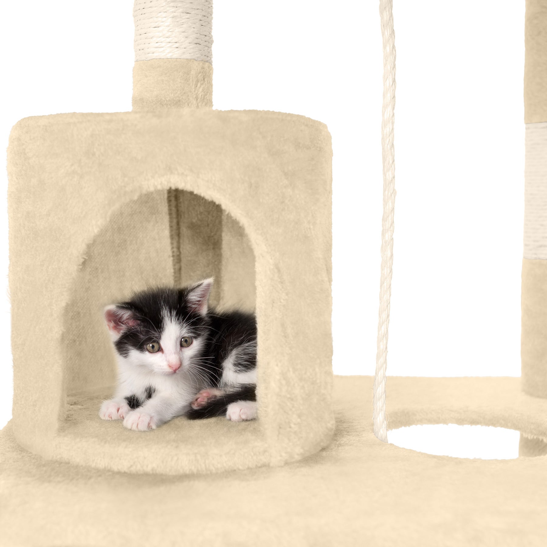 Arbre à chat en sisal avec griffoir, cordelette de jeu, hamac et système anti-basculement 86 x 49 x 141 cm TECTAKE - 5