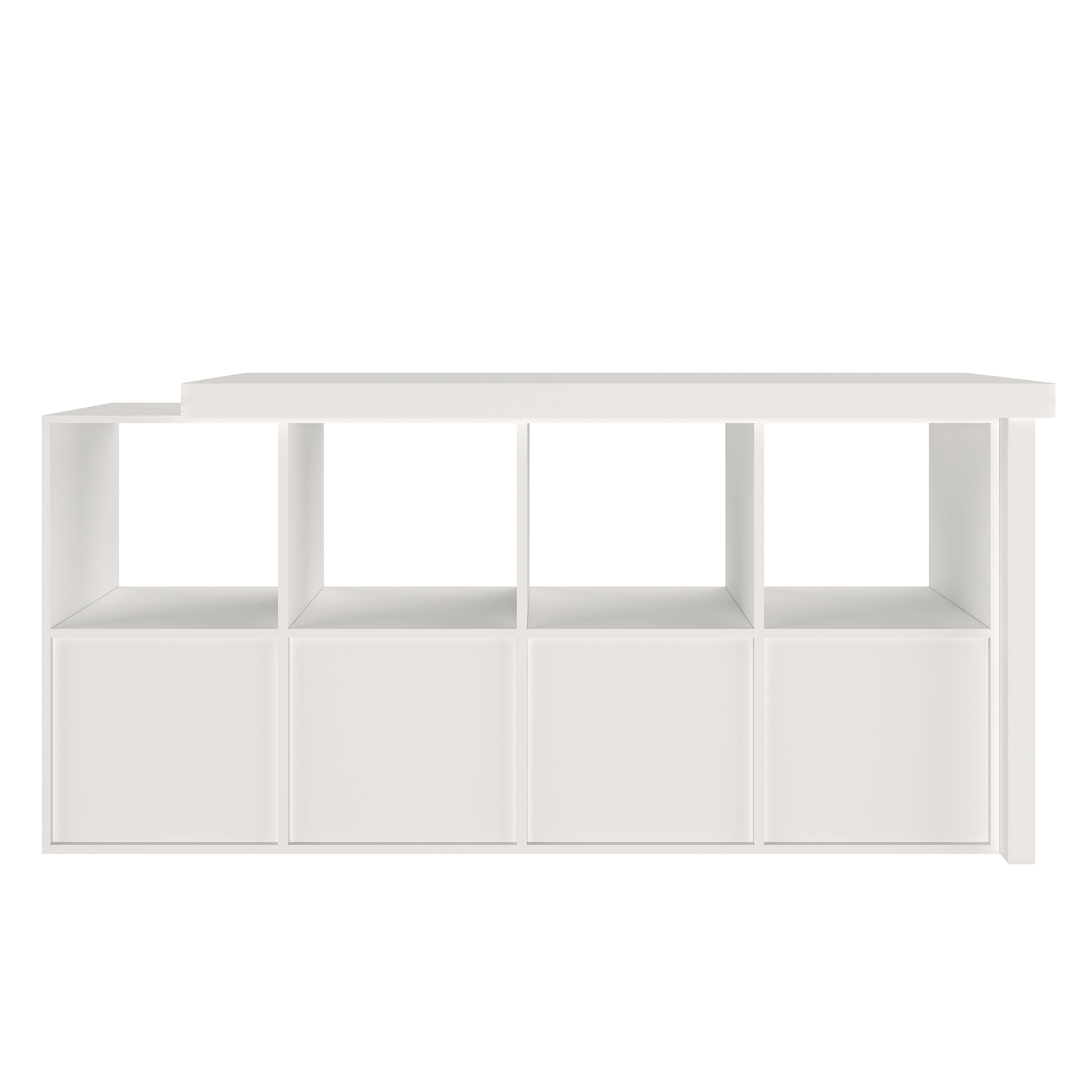 Bureau d'Angle Pivotant 360° Modulable L ou Droit, Table 120cm avec 4 Tiroirs & 4 Niches, Structure Renforcée 4cm, Flexible & Design - Blanc - 9