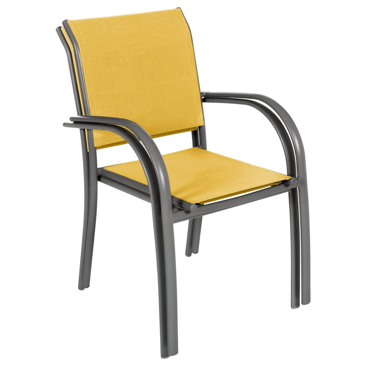 Fauteuil de jardin empilable Piazza Jaune moutarde & Graphite - Hespéride - 2