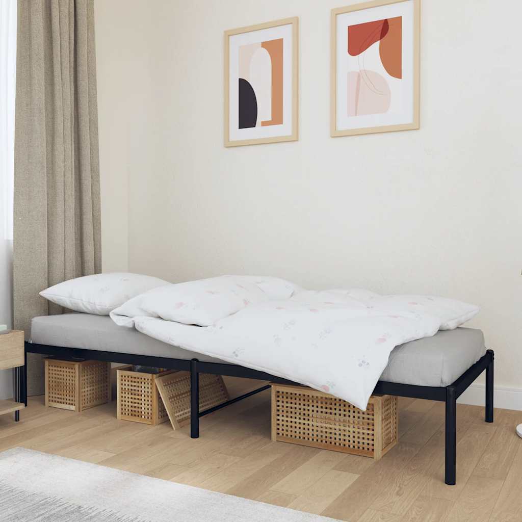Vidaxl Estructura De Cama Sin Colchón Metal 90X190 Cm Negro , Leroy Merlin