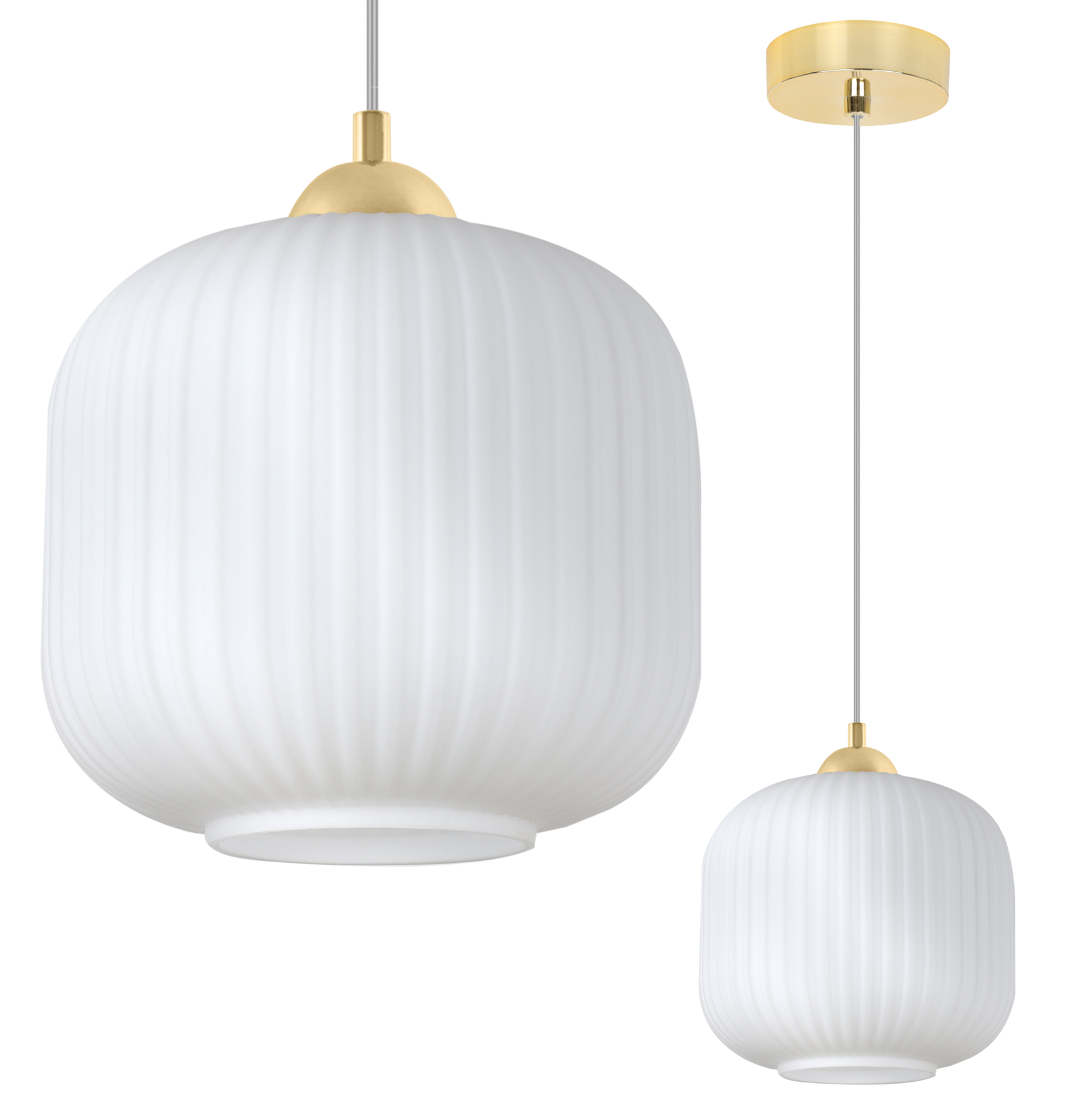 Lampa sufitowa wisząca Riffle loft 1xE27 klosz walec 20cm biały/złoty Light Home LH