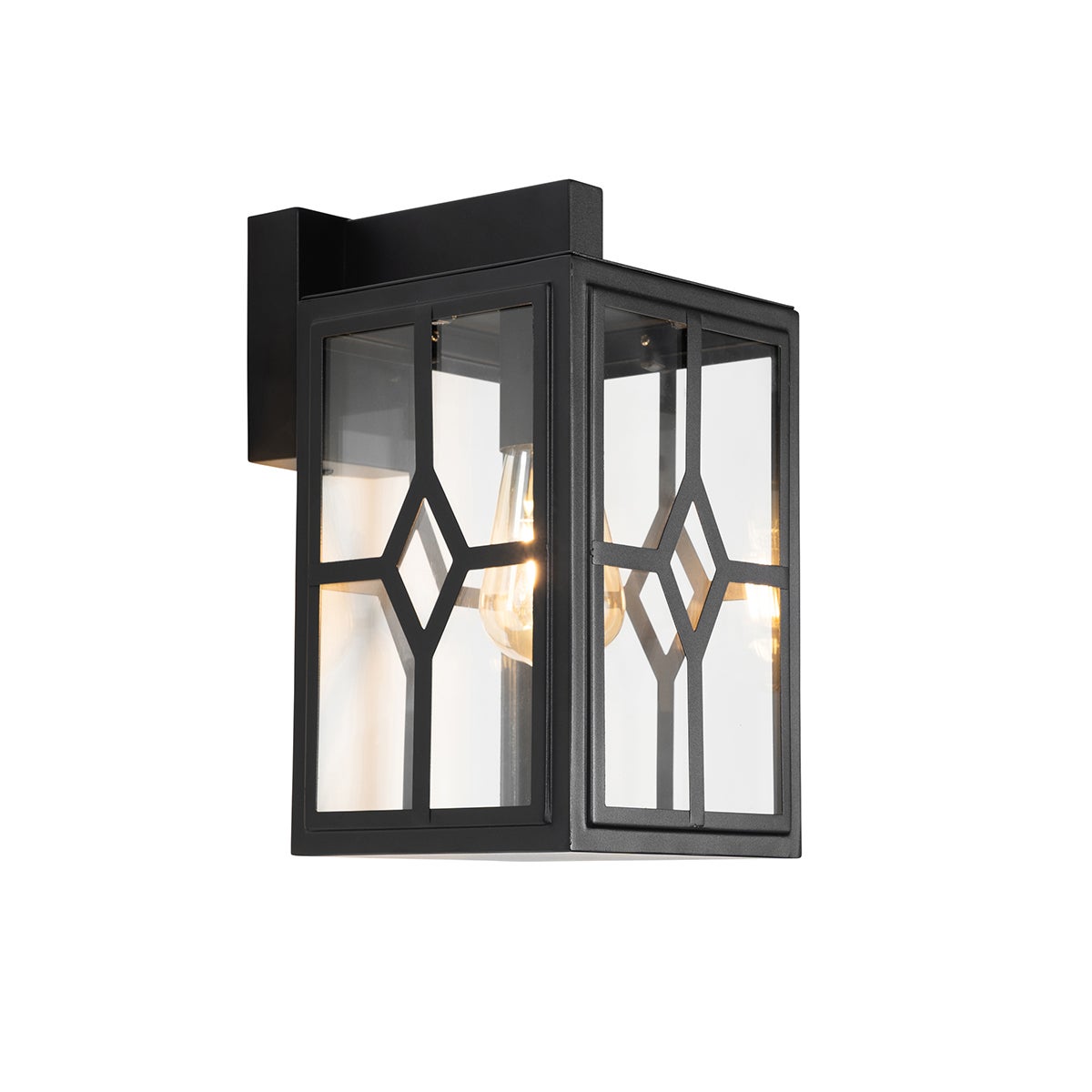 Lampada Da Parete Per Esterni LED E27 - Nero, Alluminio, Diffusore Trasparente, IP44, Dimensioni 22x10,5x11,5 Cm - 2