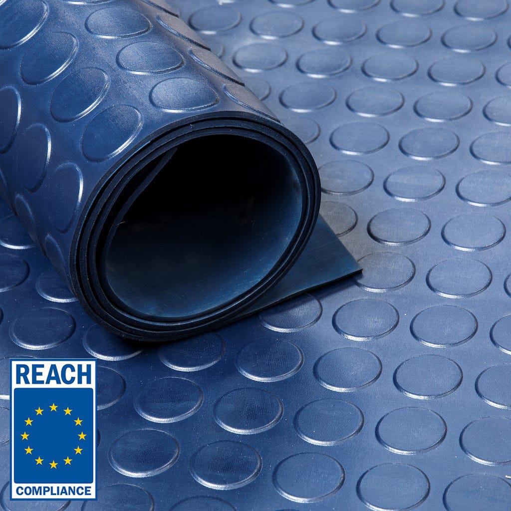 Rubber Op Rol Rubber loper / rubbermat op rol Noppen 3mm blauw – Breedte 100 cm ...