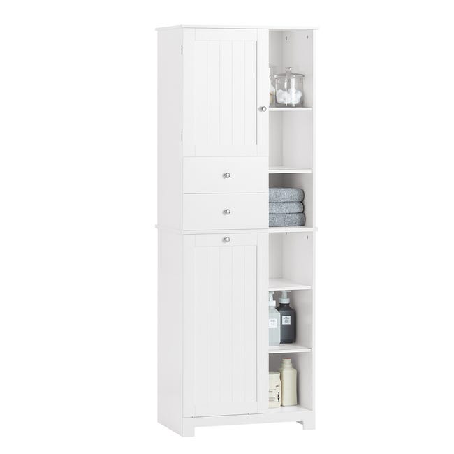SoBuy Armoire Murale Salle De Bain BZR71-W - Placard Suspendu 1 Porte Granges 68x20x48 Cm Blanc - Rangement Serviettes Toilette