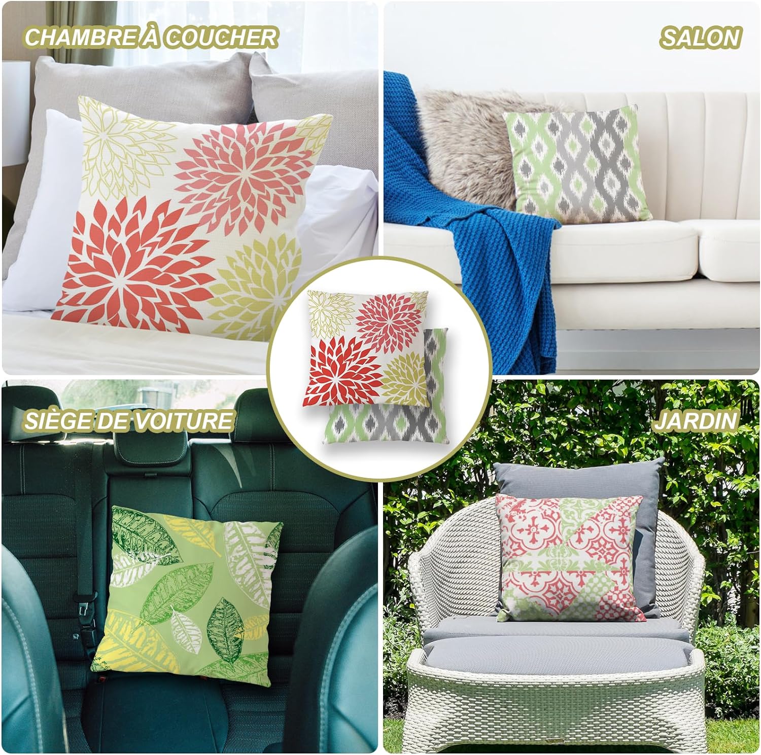 Housse de Coussin Lot de 4 Taie d'oreiller Décoratives en Coton et Lin pour Canapé Housse Coussin 45 x 45 cm Coussin Salon Canapé Décoration - 3