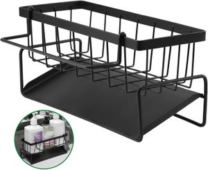 Organizer Lavello Cucina Nero - Porta Spugne E Detersivi Con Vassoio Rimovibile