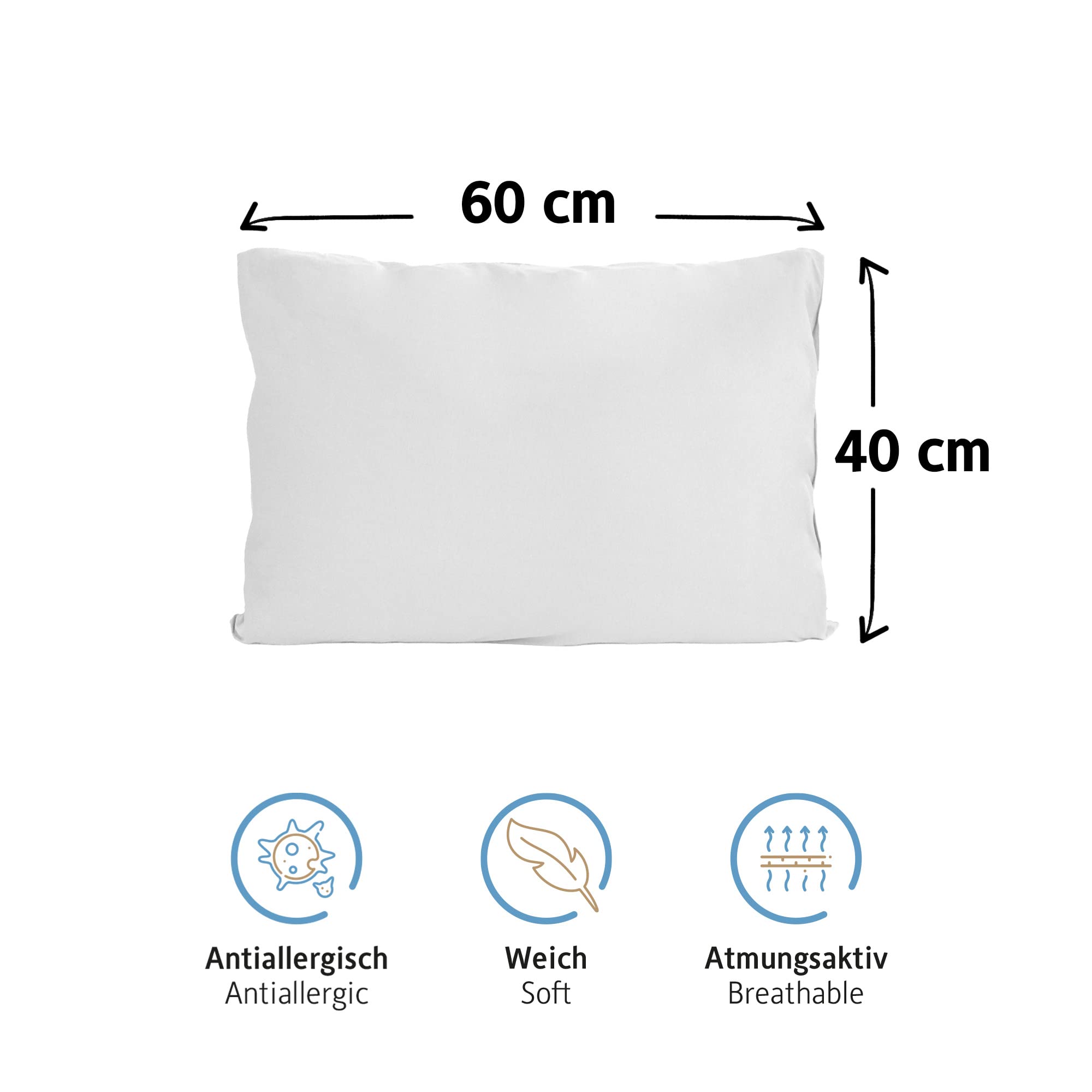 Komfortec Federe in 100% cotone 40 x 60 cm, set da 2, federa in jersey super morbido di alta qualità 150 g/m², fodera per cuscino, bianca - 2