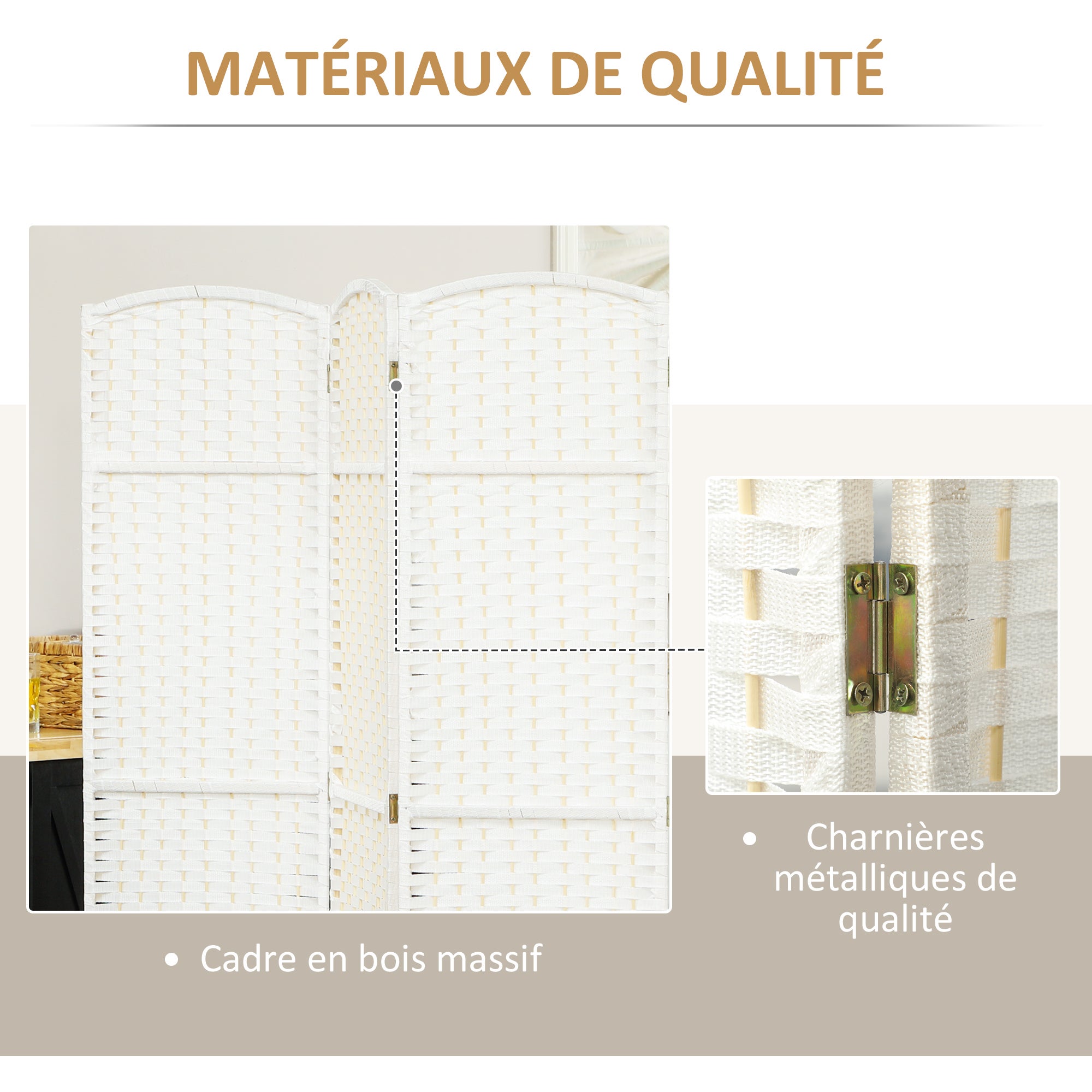Paravent interieur bois de pin HOMCOM - 7