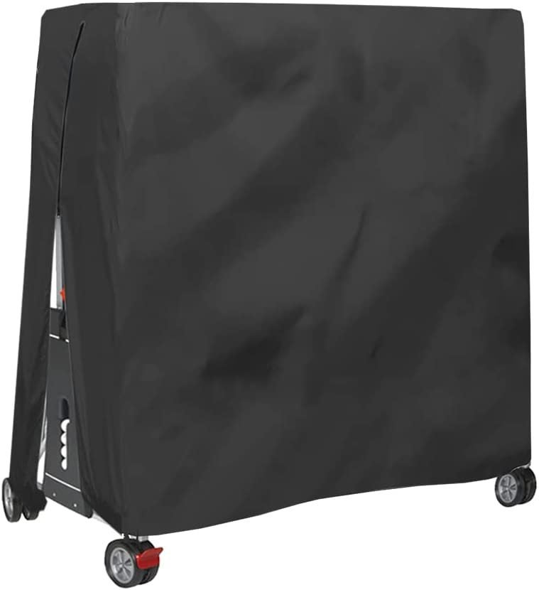 Czarny pokrowiec na stół do ping-ponga do użytku zewnętrznego, wodoodporny i pyłoszczelny, 165 x 70 x 185 cm.