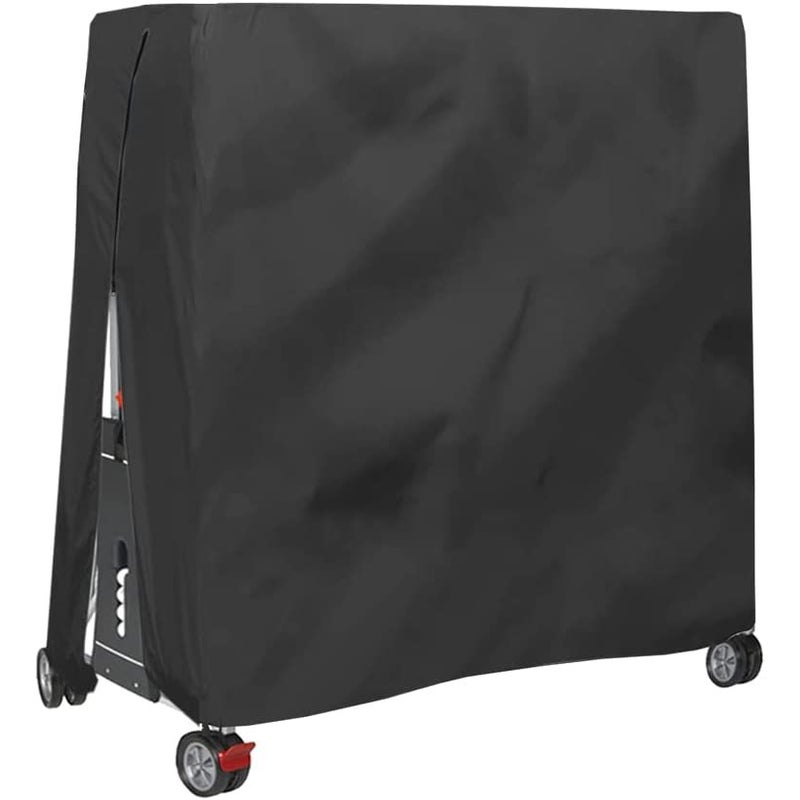 Czarny pokrowiec na stół do ping-ponga do użytku zewnętrznego, wodoodporny i pyłoszczelny, 165 x 70 x 185 cm.