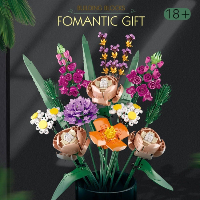 Ensemble de construction de fleurs , bouquet à monter soi-même, décorations exquises - 4