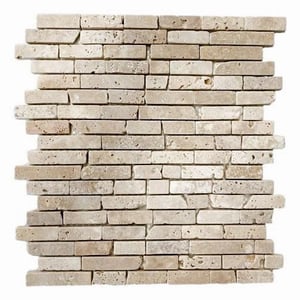Albedo Pierre - Mosaïque que en Travertin Blanc Ivoire Vieilli - Antico Stripes (épaisseur 0,8 mm)