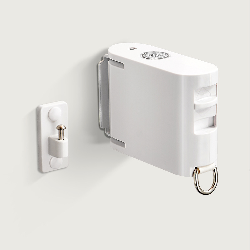 Biały, zwijany wieszak na ubrania, 4,2 metra, automatyczny, antypoślizgowy, TPU, montowany na ścianie, do użytku wewnątrz pomieszczeń.