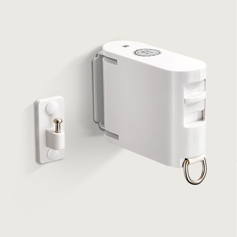 Biały, zwijany wieszak na ubrania, 4,2 metra, automatyczny, antypoślizgowy, TPU, montowany na ścianie, do użytku wewnątrz pomieszczeń.