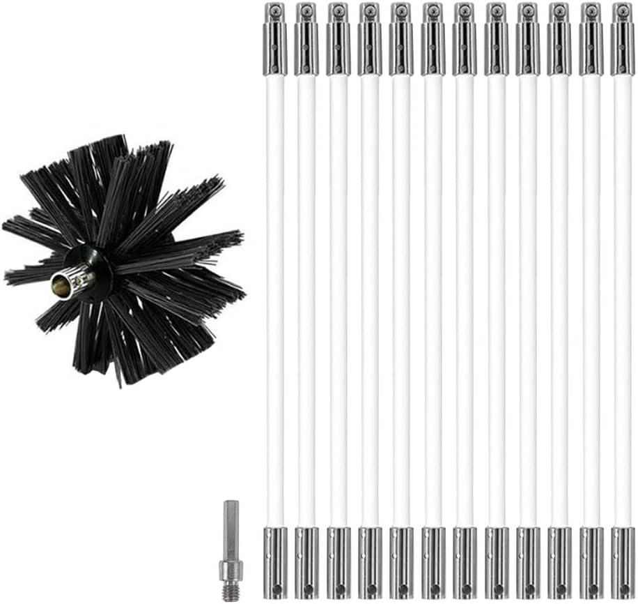 La brosse de nettoyage de cheminée se compose de 12 tiges flexibles ...