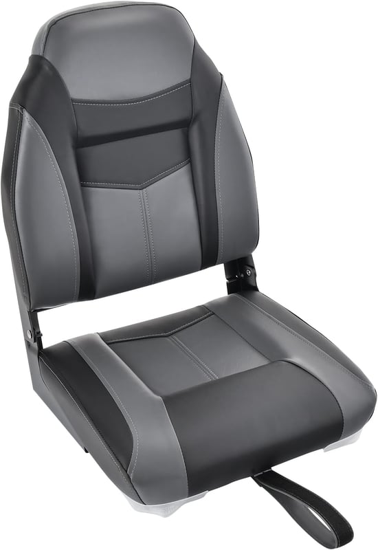 Fotel z wysokim oparciem, składane krzesło na łódkę z wyściółką z gąbki o grubości 10 cm, wyściełane krzesło sterujące do łodzi (czarne, pojedyncze)