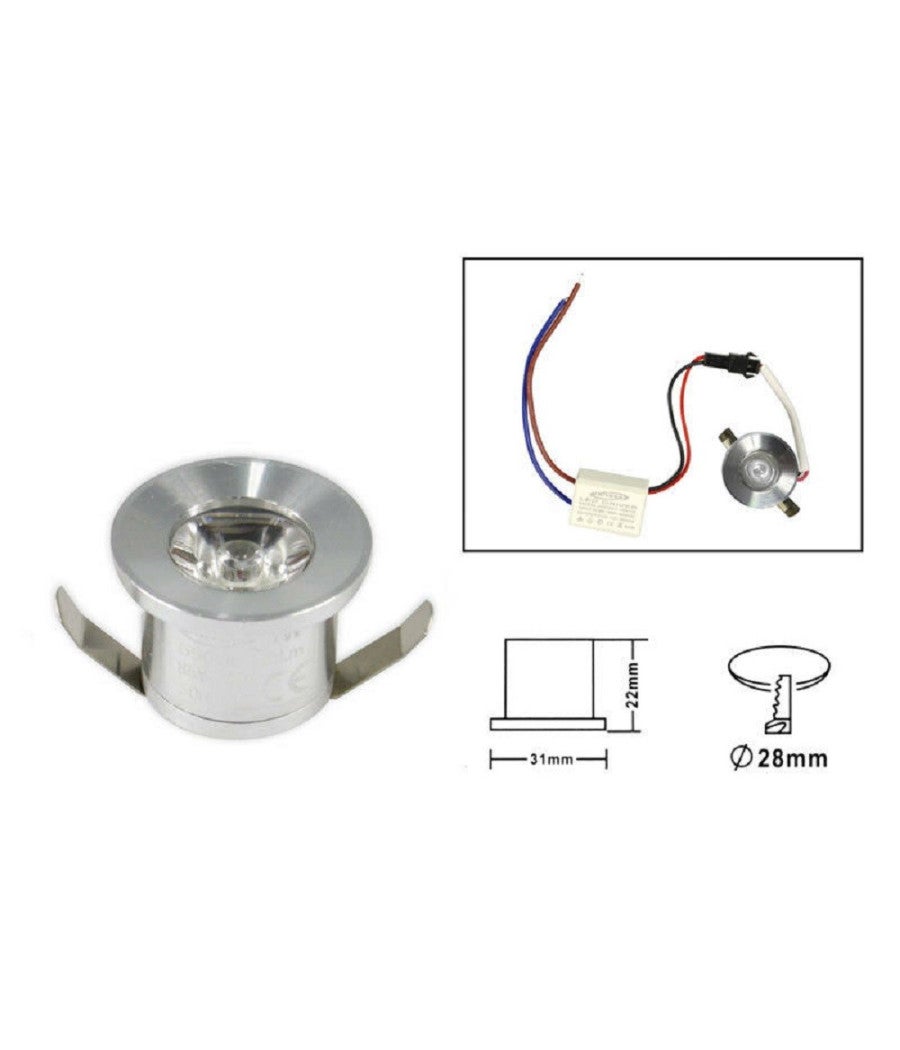 Trade Shop - Faretto Incasso Led 1 Watt Mini Spot Luce Fredda Calda Naturale Blu Verde Rossa - Verde - - 4