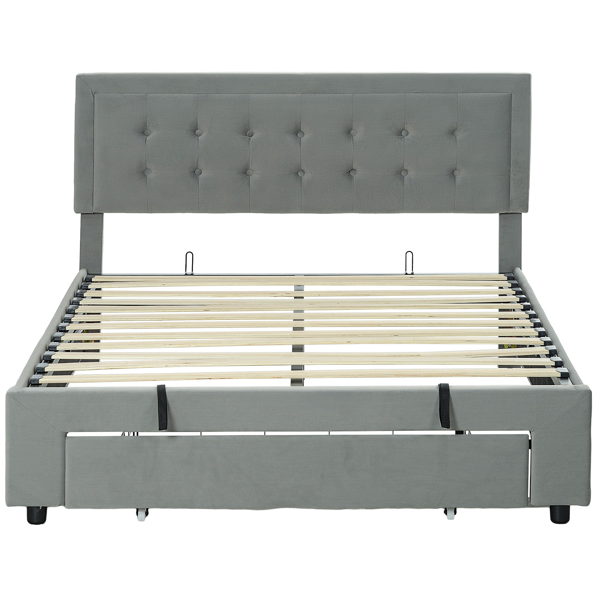 Lit double qui offre un espace de rangement sous le matelas tête de lit, pied de lit, sommier