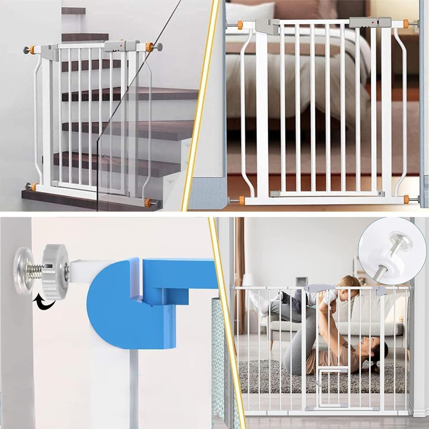 Lot de 6 vis de pression pour barrière de sécurité enfant 80 mm, vis de fixation pour barrière enfant, vis pour tiges filetées - 6