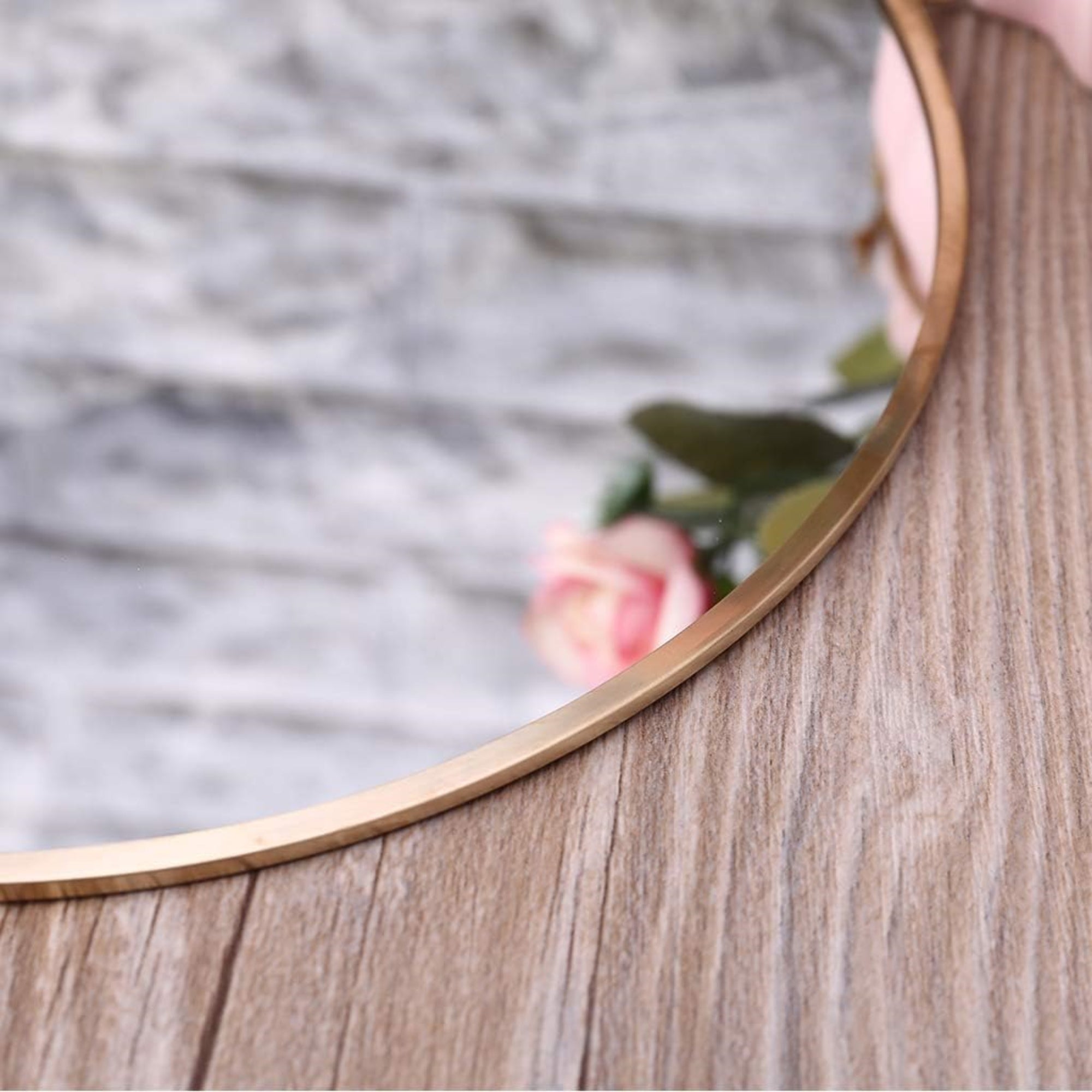 WELLHOME Set de 3 espejos redondos con cadena color oro Ø20, Ø24, Ø29 cm - 3