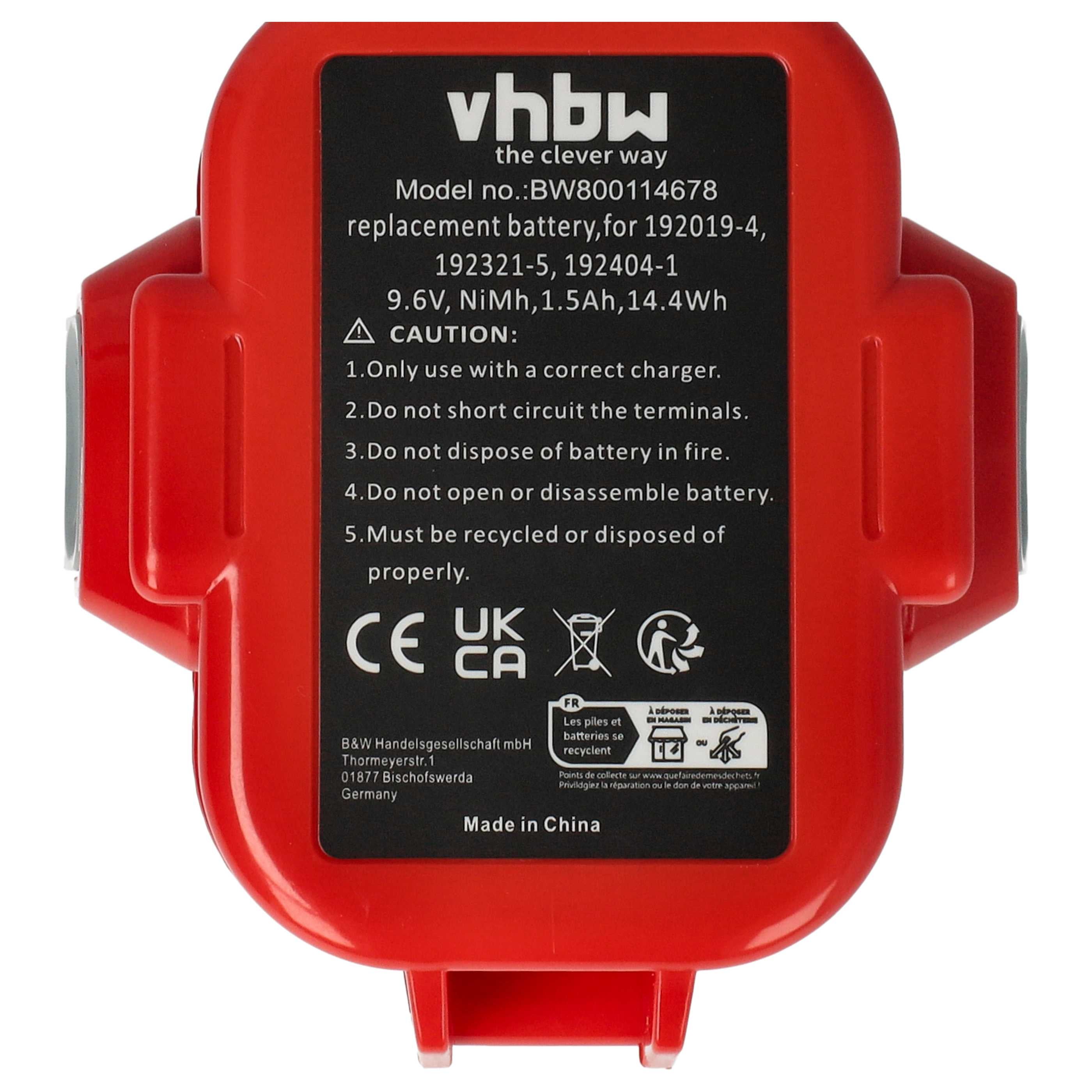 vhbw Batterie compatible avec Makita 6797FD, 6798D, 6796FD, 6797D, 6792D, 6792DW, 6793D, 6794D, 6796D outil électrique (1500 mAh, NiMH, 9,6 V) - 4