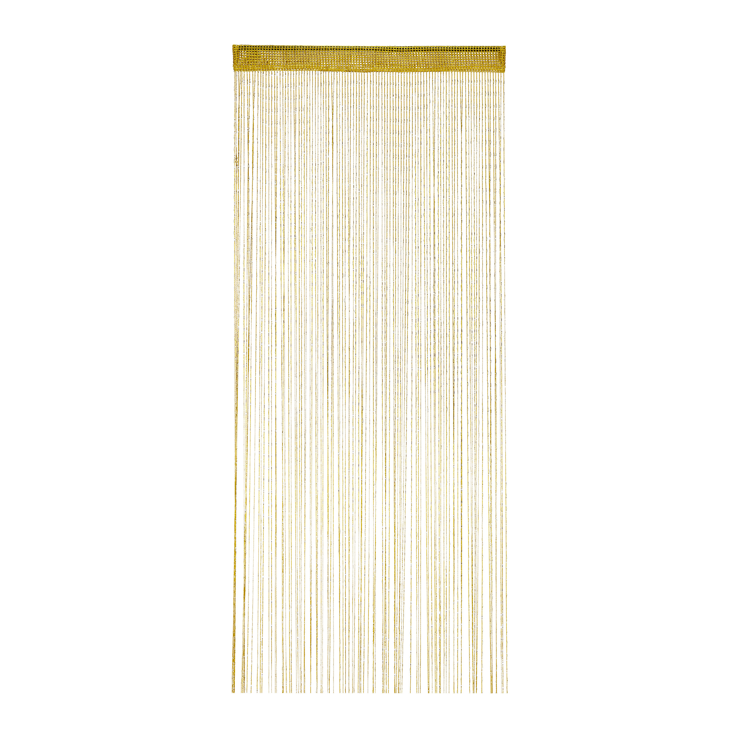 Relaxdays cortina de hilos para puertas y ventanas, lavable, para acortar a medida, visillo, 90 x 245 cm, dorado
