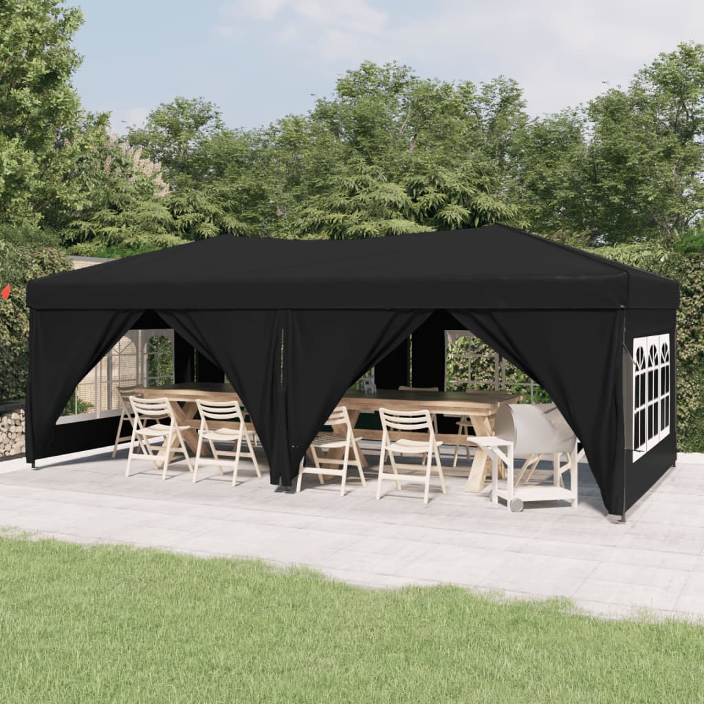 Tonnelle De Jardin Tente De R ception Pliable Avec Parois Noir 3x6 M tonnelle-de-jardin-tente-de-r-ception-pliable-avec-parois-noir-3x6-m