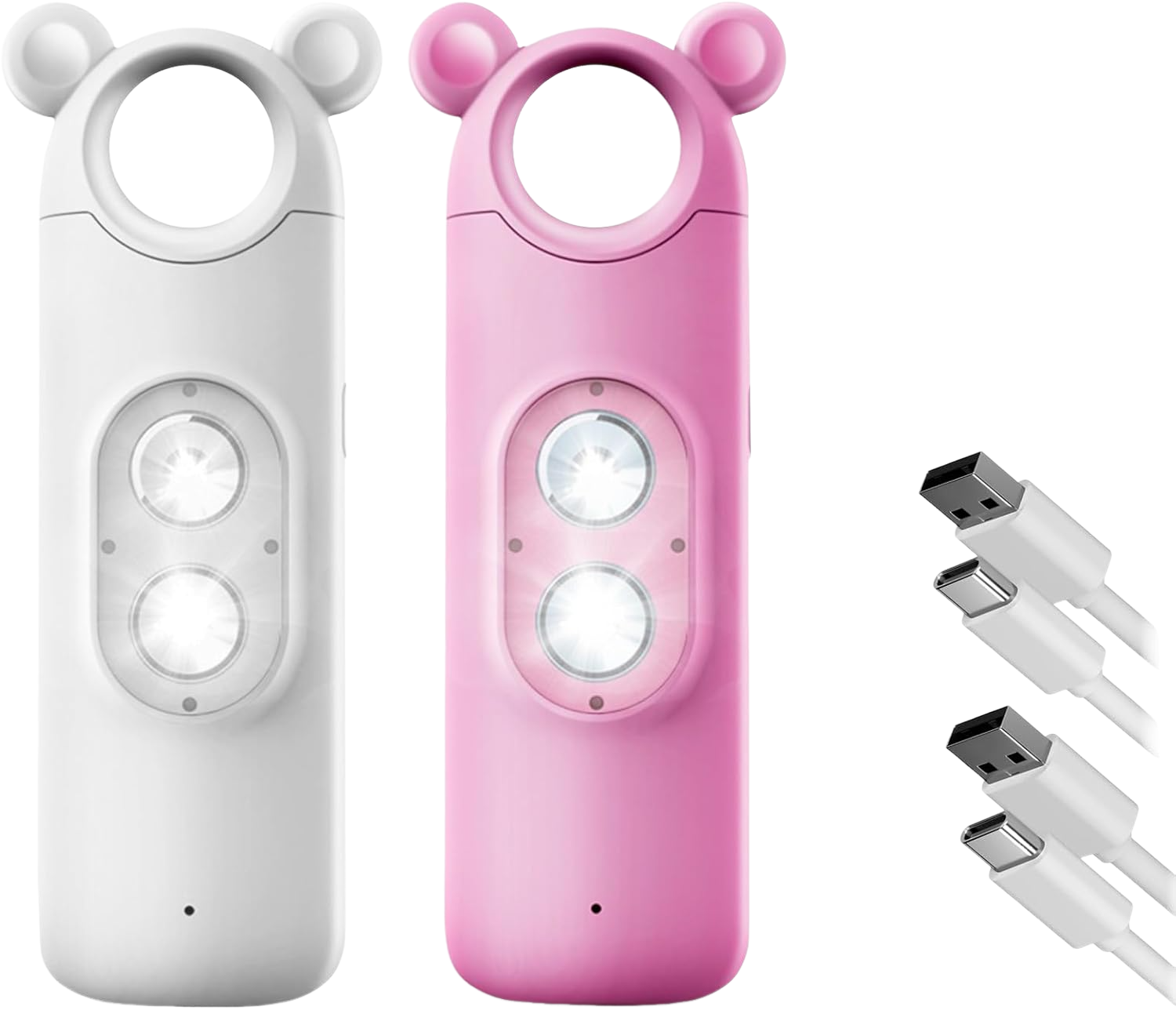 Alarm osobisty z 2 migającymi diodami LED, kieszonkowy alarm z możliwością ładowania dla dzieci i osób starszych – 2 sztuki w opakowaniu