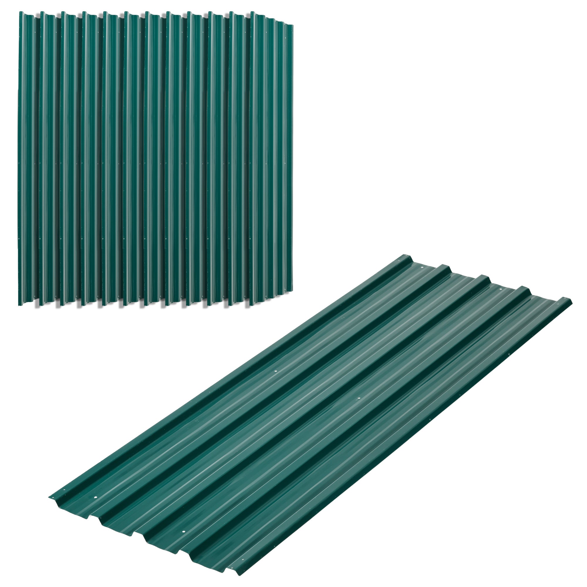 Juego de 12 paneles para tejado de acero galvanizado 129x45 cm - Verde ...