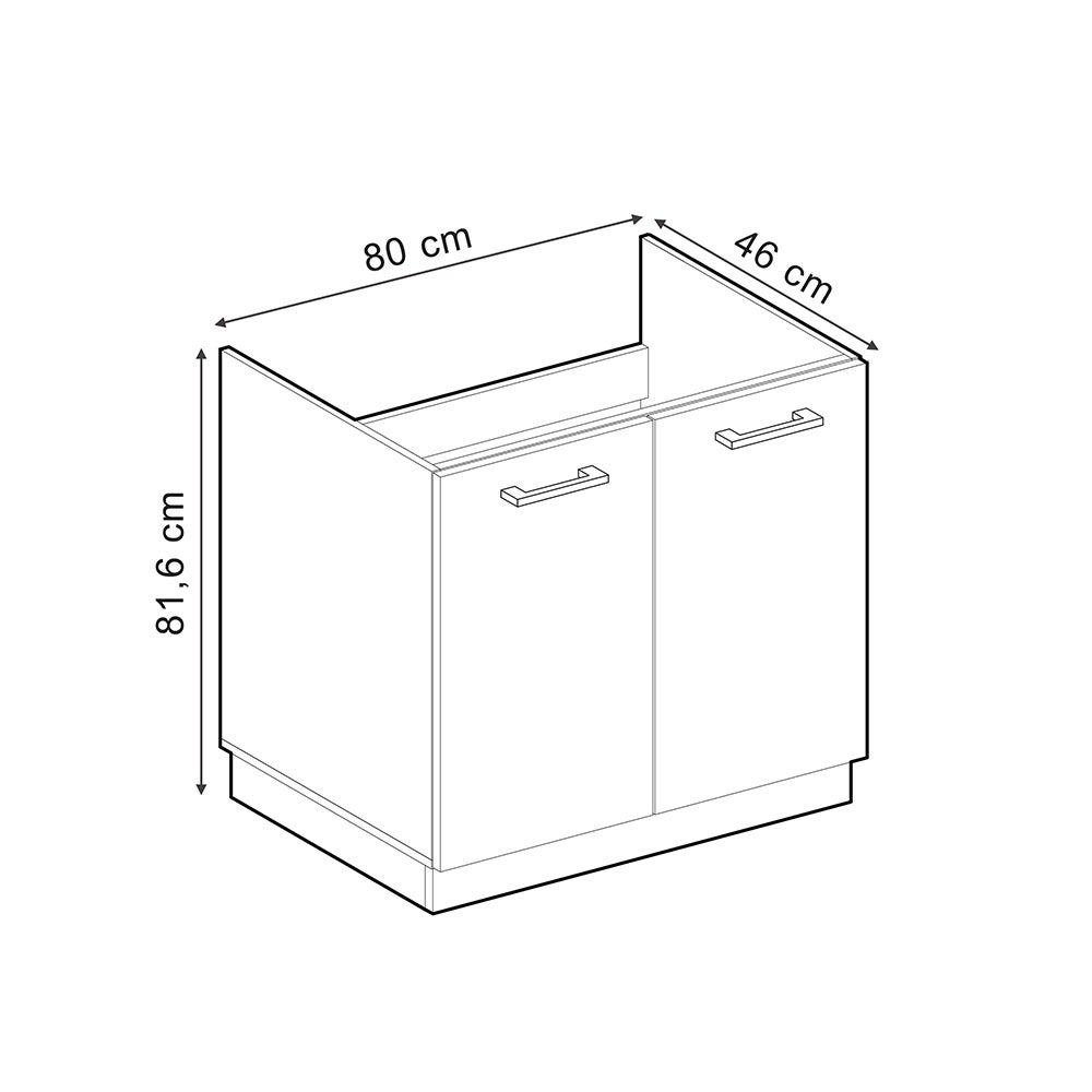 Vicco Meuble bas sous-évier R-Line, Sonoma, 80cm sans PT - 2