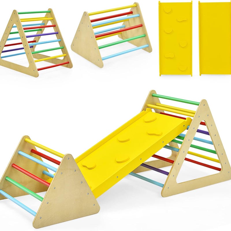 Trójkąt wspinaczkowy 3 w 1, rusztowanie do wspinaczki z dwustronną rampą, trójkąt szczebla do wspinaczki i zjeżdżania, (kolorowy)