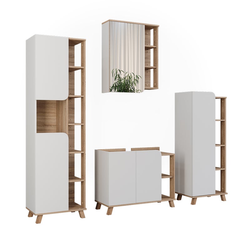 Vicco Zestaw mebli łazienkowych Karen, Sonoma/Biały, 4 części