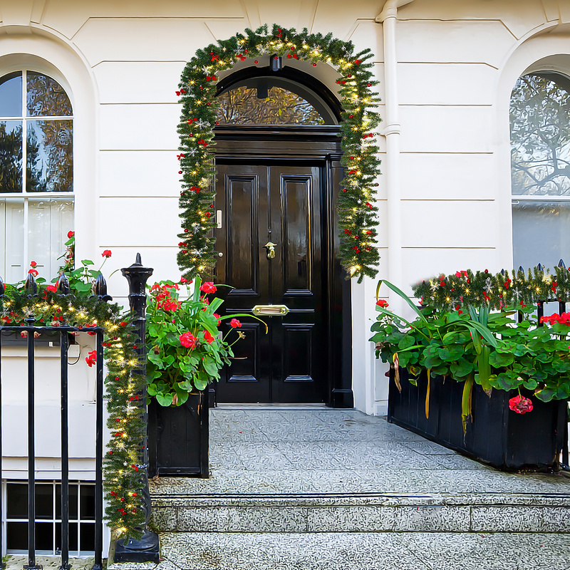 Albero di Natale artificiale decorazioni ghirlanda 5m 100LEDs con ornamenti - 7