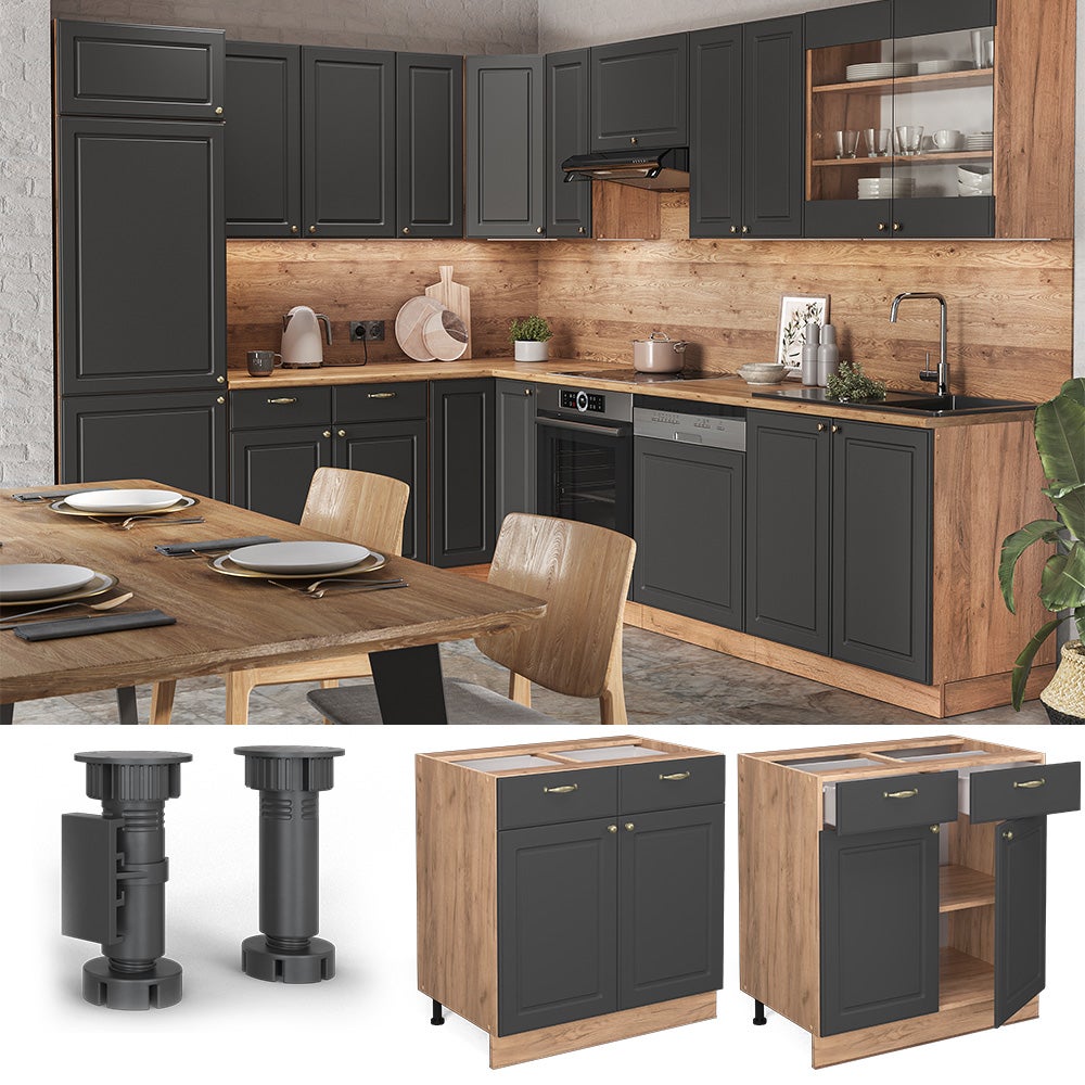 Élément Haut De Cuisine Vicco Fame-Line 30 Cm - Chêne De Force Doré/Anthracite - Rangement Élégant Et Pratique