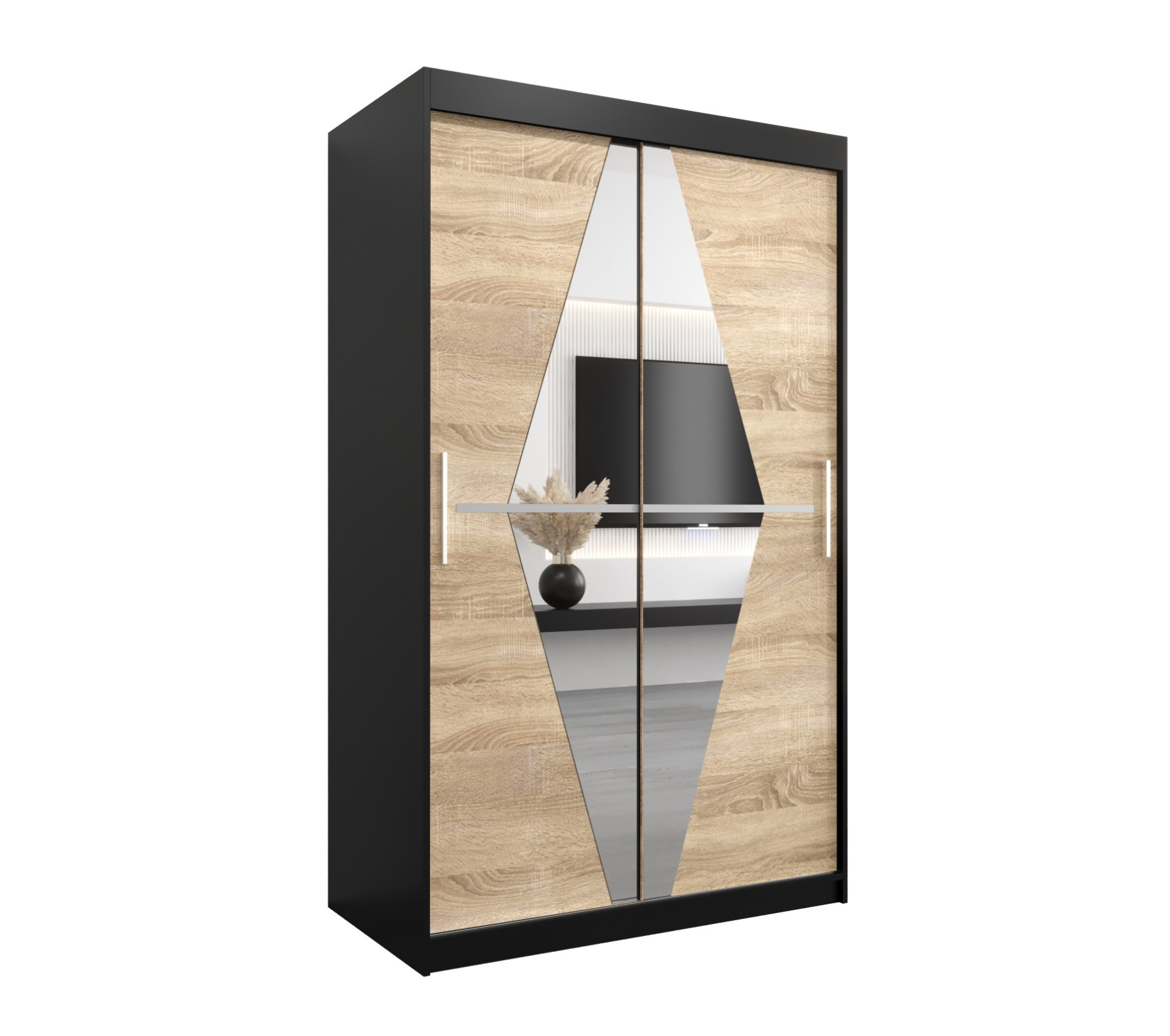 Szafa przesuwna garderoba BOLIWIA 120 x 62 x 200 cm Czarny + Sonoma - Abiks Meble