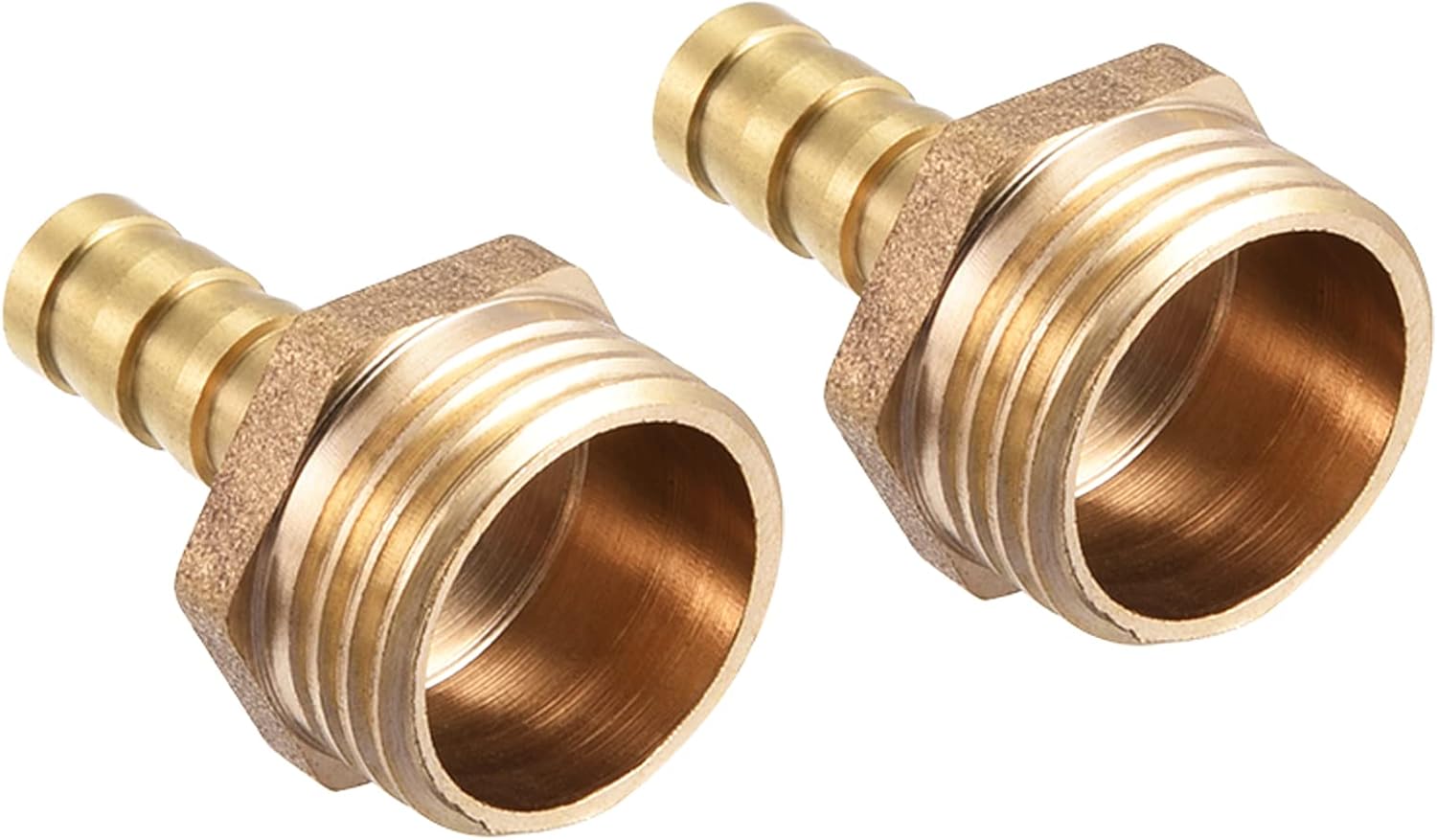 Końcówka do węża 8 mm z gwintem zewnętrznym G1/2 x 2 sztuki, prosta mosiężna końcówka z kolcami do węży pneumatycznych, wodnych i paliwowych, złota